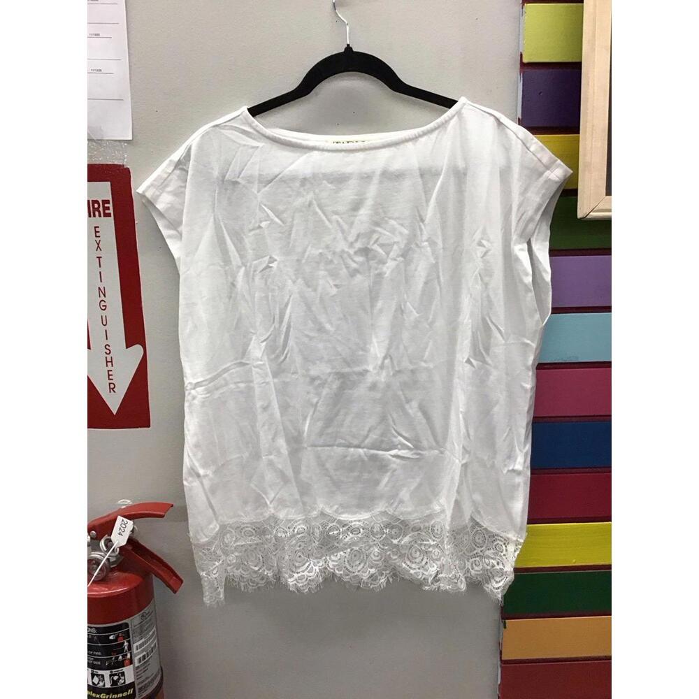 Christie Brinkley sleeveless white fringe bottoms blouse size Large new from HSN